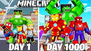 I Survived 1000 Days as SUPERHEROES in HARDCORE Minecraft