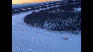 See 2022 Iditarod Dog Sledding by Helicopter checkpoint Skwentna