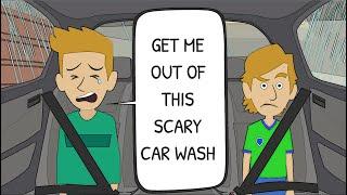 Childish Teenager Gets Scared At The Car Wash