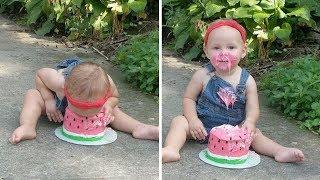 Adorable Baby Puts Face Into Cake