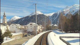  4K Chur - Albulabahn - St. Moritz Führerstandsmitfahrt Schweiz 02.2020