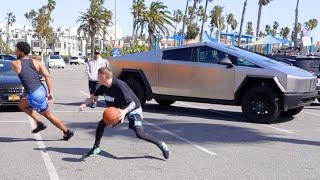 Professor Pulls up in CYBER TRUCK Goes 1v1 vs Swole 65 College Hooper.. LOSES?