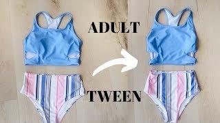 DIY Sewing Alteration Women Swimsuit to Tween Size Tutorial