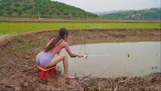 Girl Fishing  Good Place For Catfish Fishing  Amazing Fishing