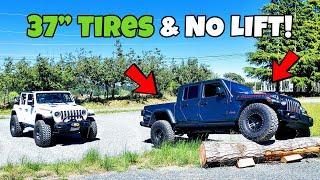 THIS IS WHAT 37 TIRES LOOK LIKE ON STOCK JEEP GLADIATOR w NO LIFT  + Flex test