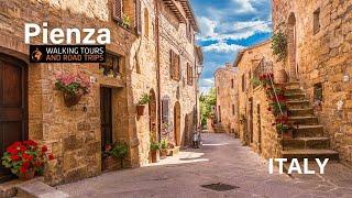 Pienza a beautiful village walking tour Italy - 4k video - Italian Val dOrcia Tuscany views