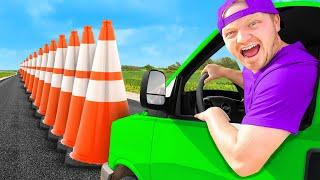 Car Vs 100 Traffic Cones Challenge