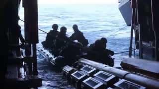 Marines launch and recover RHIBs from USS Freedom LCS 1