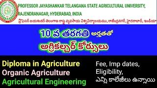 Pjtsau Agriculture Diploma course Notification 2024 #sampathinformation