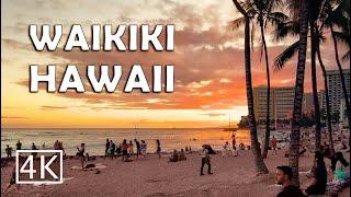 4K Waikiki Beach in Honolulu Hawaii - Evening Walking Tour