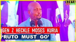 Moses Kuria cuts speech after Gen Z heckled RUTO MUST GO infront of Raila at Wanjigi father burial