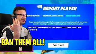 Nick Eh 30 *BLOWS UP* on STREAM SNIPERS and GETS THEM BANNED  Fortnite Season 3