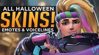 Overwatch All NEW Halloween SKINS Emotes & Voice Lines