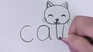 EASY Transforming Word CAT into a Cat Cartoon Challenge Madaling Pag drawing ng Pusa