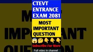 Ctevt entrance exam model questions 2081 Science   #ctevtentranceexammodelquestions2081 #education