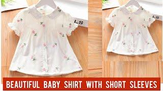Beautiful Baby Shirt With Short Sleeves Cutting And StitchingBaby Shirt Design