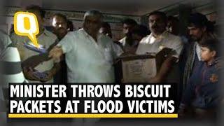 Karnataka Minister Throws Biscuit Packets At Flood Victims Draws Flak  The Quint