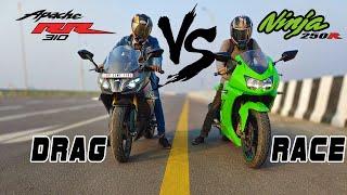 APACHE RR 310 VS NINJA 250R DRAG RACE SHOCKING RESULTS #rr310 #ninja250 #dragrace #trending #gps