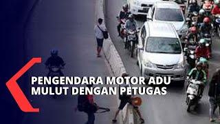 Viral Pengendara Motor Plat Merah Bertengkar dengan Petugas di Jalur Busway