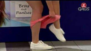 Panty thief in shopping mall caught prank - Just for laughs