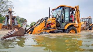 Washing my JCB Backhoe Loaders Hugely Risky Place in River  Jcb with River