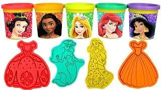 Princess Play Doh Can Heads and Molds with Disney Princess Ariel Moana Rapunzel Jasmine Snow White