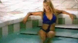 hot blonde farts in pool.