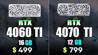 NVIDIA RTX 4060 Ti 16GB vs RTX 4070 Ti  Test in 9 Games 4K Ultra