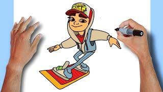 how to DRAW JAKE from SUBWAY SURFERS game - como DESENHAR o JAKE do jogo SUBWAY SURFERS