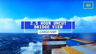 2.5 Hour Uncut View From Cargo Ship In 4K  Life At Sea