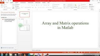 Array and Matrix operations in Matlab