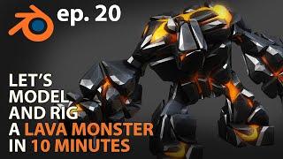 Lets MODEL and RIG a LAVA MONSTER in 10 MINUTES - ep 20 - Blender 2.82