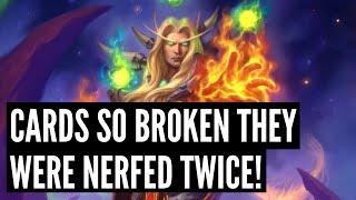 Cards so BROKEN they were NERFED TWICE  Forged in the Barrens  Hearthstone