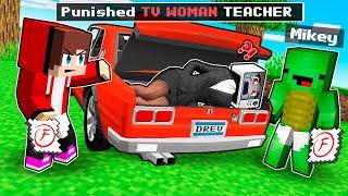 JJ and MIKEY hide TV WOMAN TEACHER for bad GRADES in TRUNK in Minecraft - Maizen