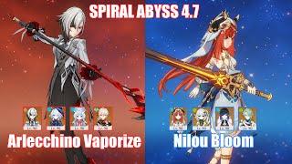 C0 Arlecchino Vaporize & C0 Nilou Bloom  Spiral Abyss 4.7  Genshin Impact