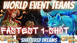 Fastest 1-Shot Gems of War World Event Teams Shattered Dreams  High & Low level teams Quick Guide