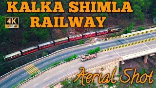 Epic 4K Aerial Shot Kalka Shimla Railway Narrow Gauge #indianrailways #aerialphotography #droneshot