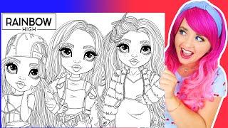 Coloring Rainbow High Dolls Ruby Skyler & Poppy Coloring Pages  Ohuhu Art Markers