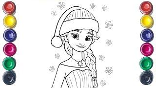 Cute Christmas Elsa Frozen Drawing for kids Painting & Coloring for kids Toddlers  Easy to Draw