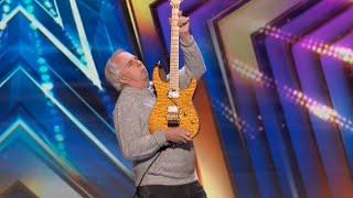 John Wines Shredding We Will Rock You on the Electric Guitar  Auditions  AGT 2023