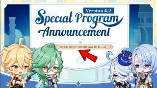 FINALLY VERSION 4.2 SPECIAL PROGRAM & 300 Primogems CODE Will Live at this date  Geenshin Impact