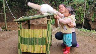 Singlemother Harvest sweet potatoes to sell at the market. Complete the bamboo house for the cat