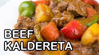 How to Cook Beef Kaldereta  Calderetang Baka Recipe  Panlasang Pinoy