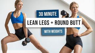 30 MIN KILLER LOWER BODY HIIT Workout with weights Lean Legs + Round Booty Home Workout