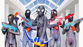 PRO 5 Black SPIDER-MAN Team  Hey All Color SuperHero  Go To Trainning Nerf Gun  By SPlife TV