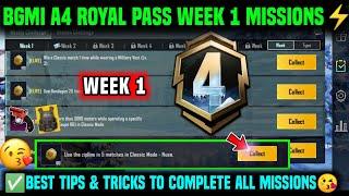 A4 WEEK 1 MISSION  BGMI WEEK 1 MISSIONS EXPLAINED  A4 ROYAL PASS WEEK 1 MISSION  C5S14 WEEK 1