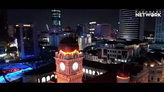 Dataran Merdeka Kuala Lumpur at Night - Drone Aerial Video