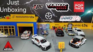 Unboxing 7 diecasts in 164 scale from Tarmacworks Poprace Timemicro TPC Inno64 Nissan R33 GT-R