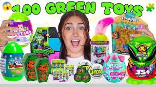 UNBOXING 100 *GREEN MYSTERY* TOYS *RARE FINDS*