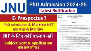 JNU Notification  Central University  New PhD Admission 2024 Procedure